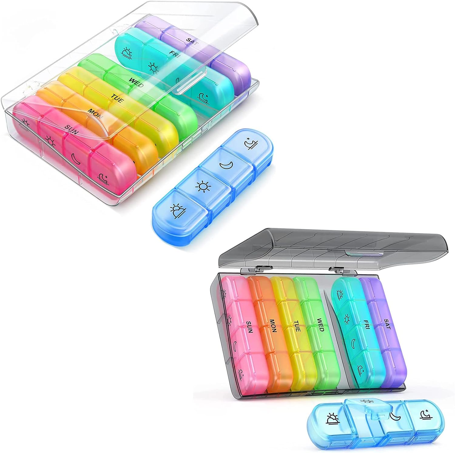 Weekly Pill Organizer 7 Day 4 Times a Day, ZIKEE Large Daily Travel Pill Box Case for Pills, Vitamins, Fish Oils, Supplements