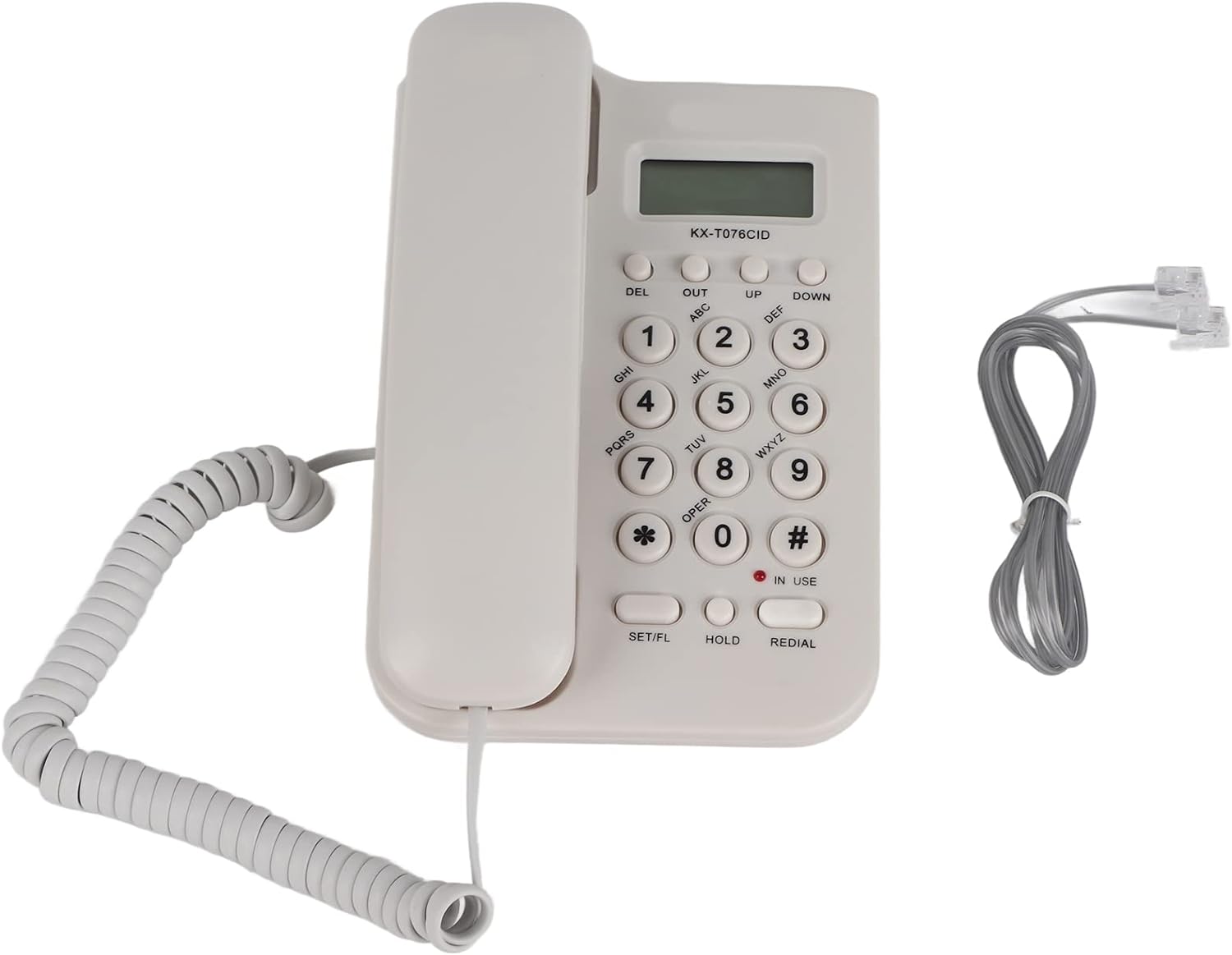 Corded Telephone, Landline Telephone Caller ID Telephone Analog Corded Telephones with Calls Display for Home Office (White)