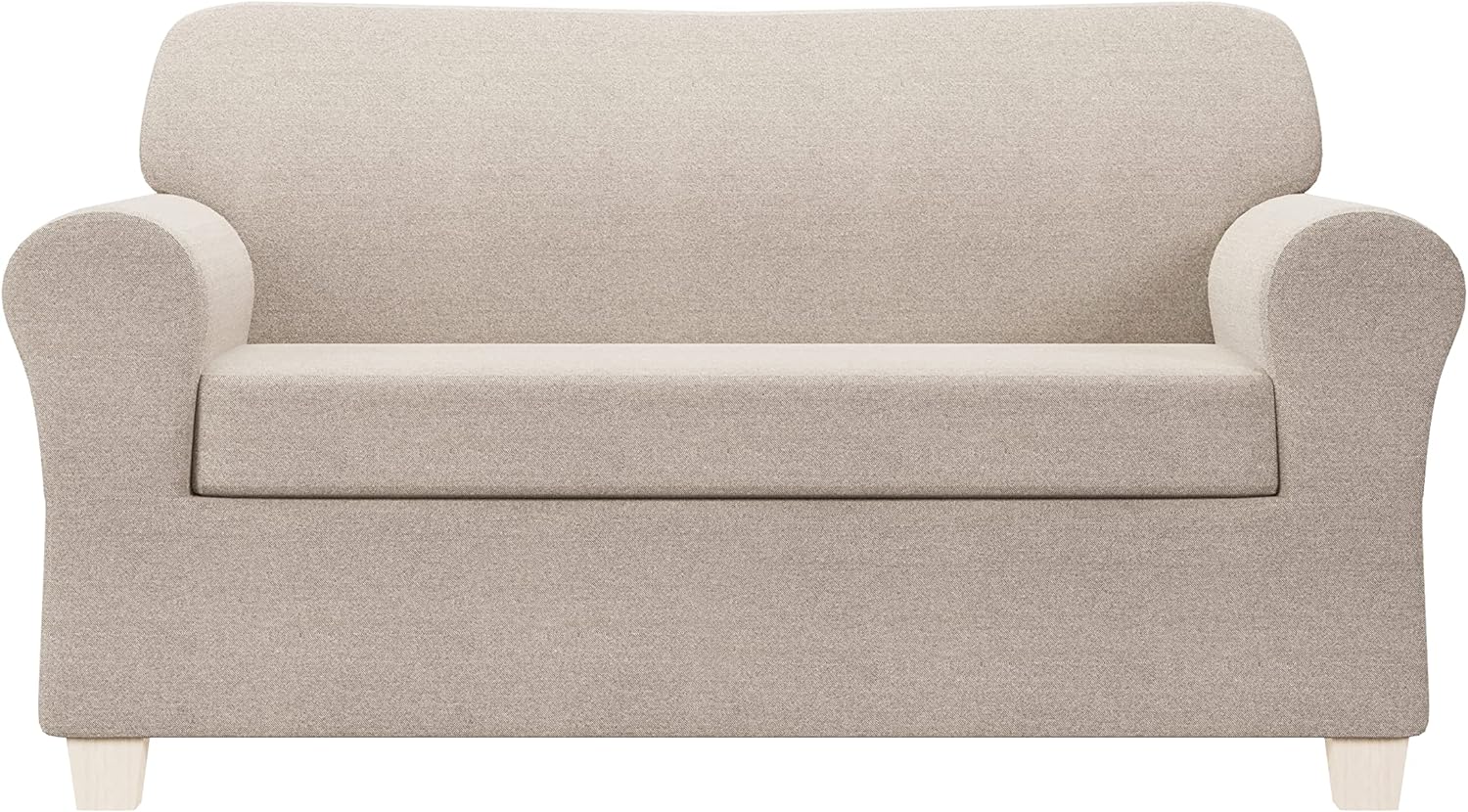 Zenna Home Recycled Cotton 2-Piece Loveseat Slipcover, Khaki Heather