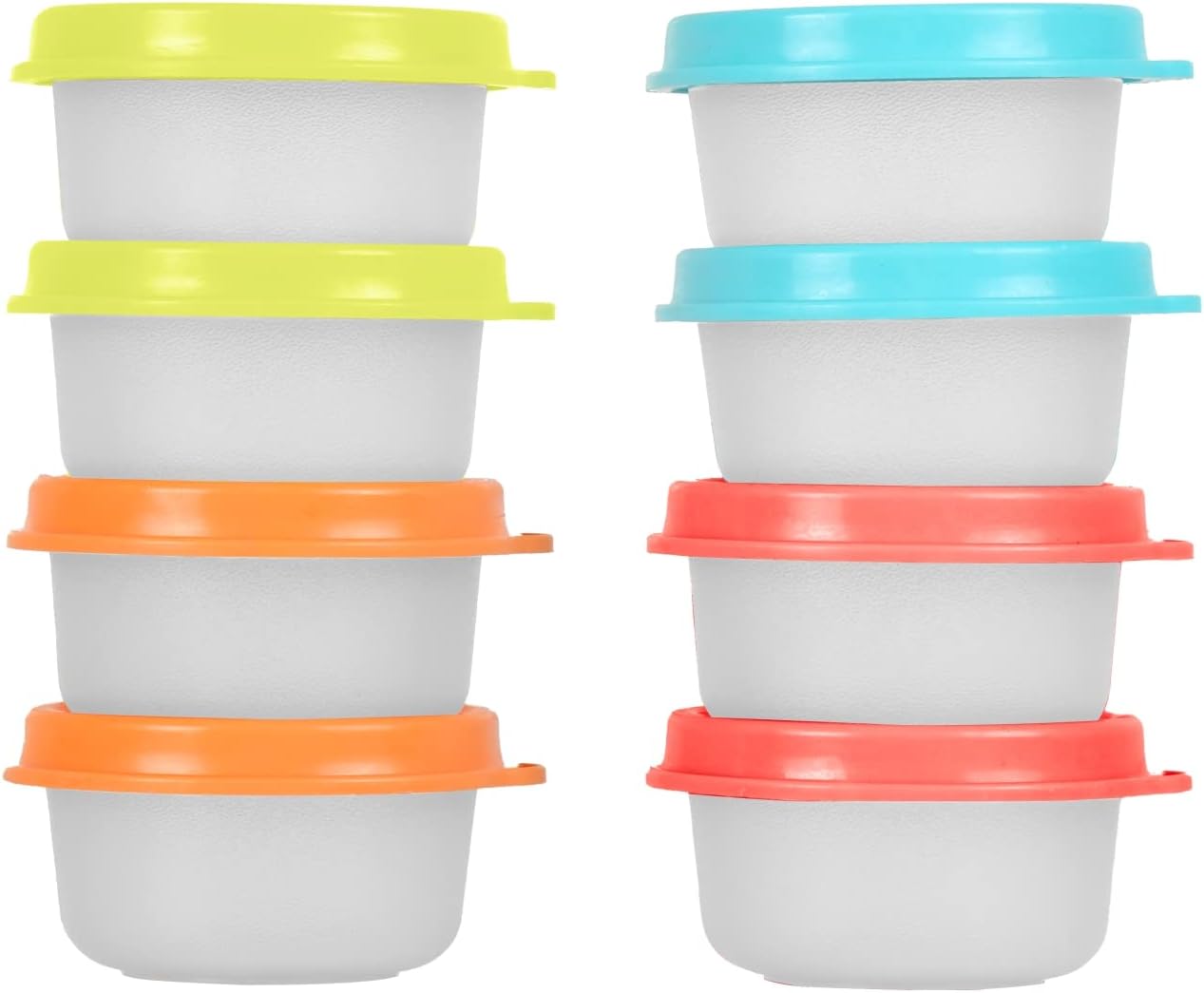 Condiment Cups container with Lids- 8 pk. 1 oz. Dressing Container to go Small Food Storage Containers with Lids- Sauce Cups Leak proof Reusable Plastic BPA free for Lunch Box Picnic Travel (Assorted)