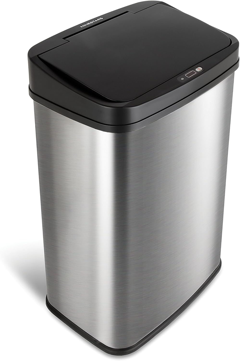 NINESTARS DZT-50-28 Automatic Touchless Motion Sensor Rectangular Trash Can, 13 Gal, Black Trim