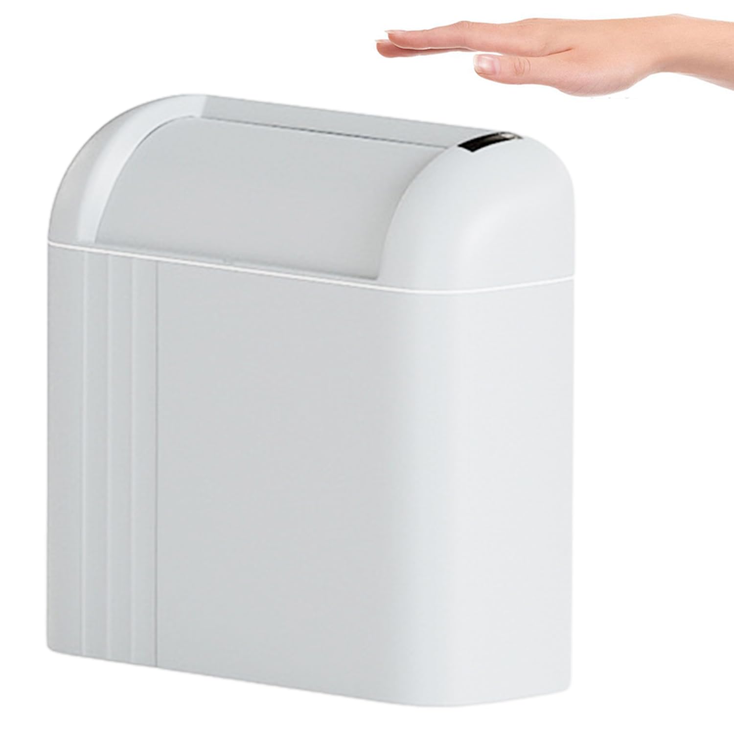 LALASTAR Automatic Trash Can, Small Bathroom Trash Can with Lid, Slim Touchless Garbage Can, Narrow Motion Sensor Trashcan, Smart Plastic Trash Bin for Bathroom, Bedroom, Kitchen, White, 3.7 Gallon