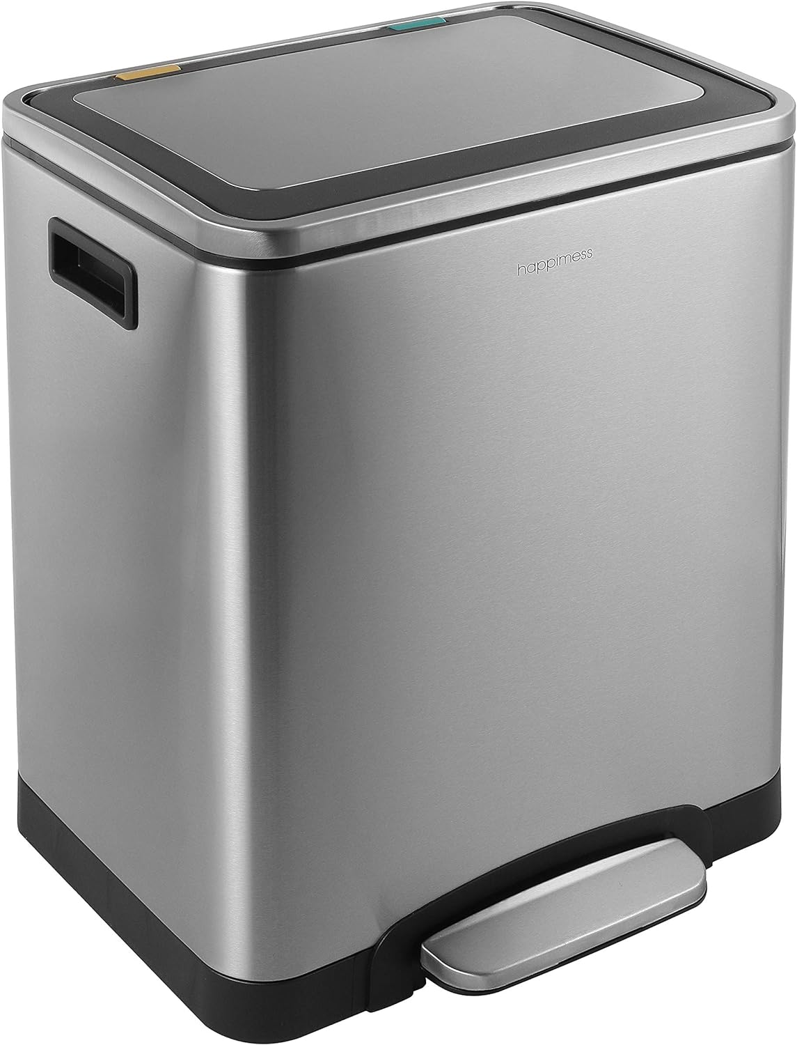 happimess HPM1004A Elmo Rectangular 8-Gallon Double Bucket Trash Can with Soft-Close Lid, Modern, Minimalistic, Fingerprint Proof for Home, Kitchen, Laundry Room, Office, Stainless Steel