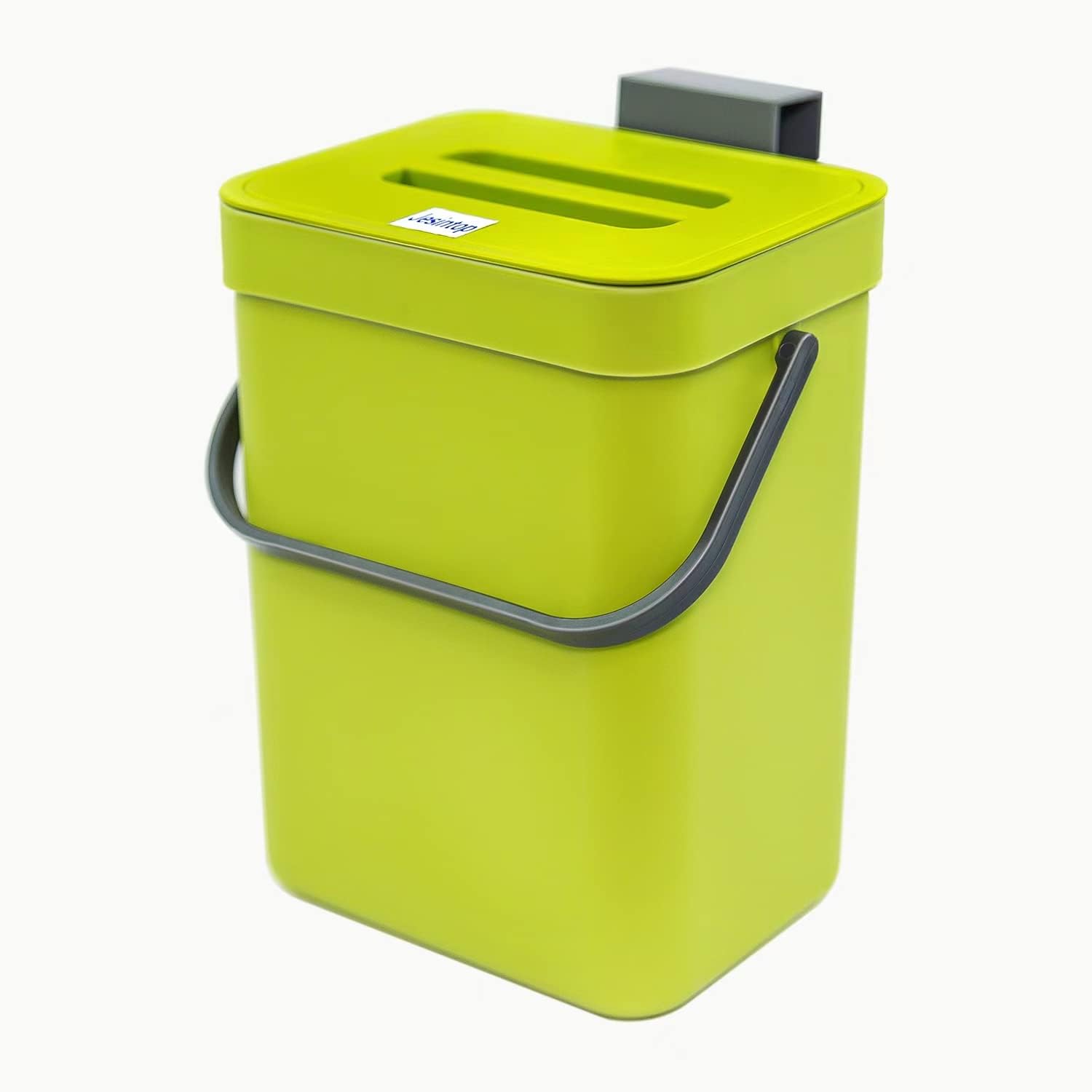 Counter Top Compost Bin with Lid for Kitchen Waste Food Scrap,Mountable Bathroom Hanging Small Trash Can Under Sink 1.3 Gal/5 L Series,Green