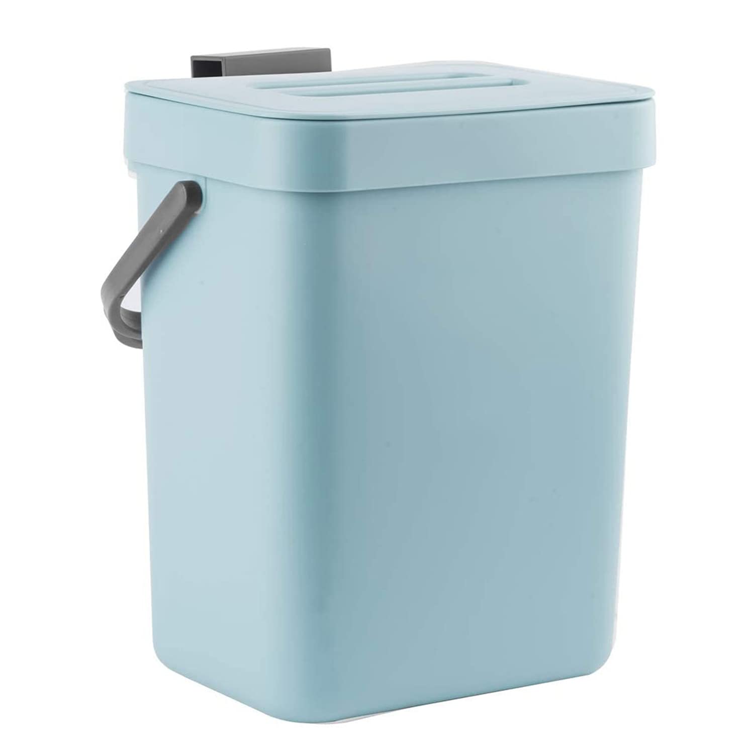 LALASTAR Small Trash Can with Lid, Compost Bin Indoor Kitchen Sealed Under Sink for Kitchen, Food Waste Bin for Countertop, Mountable Garbage Can for Bathroom, RV, 5L/1.3 Gal, Blue