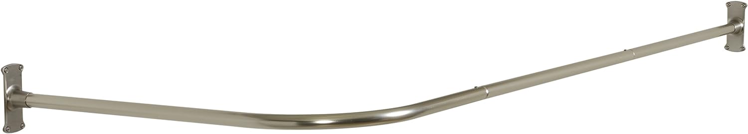 Zenna Home NeverRust Aluminum Rustproof Corner L Shaped Shower Rod, 68 x 28, Satin Nickel