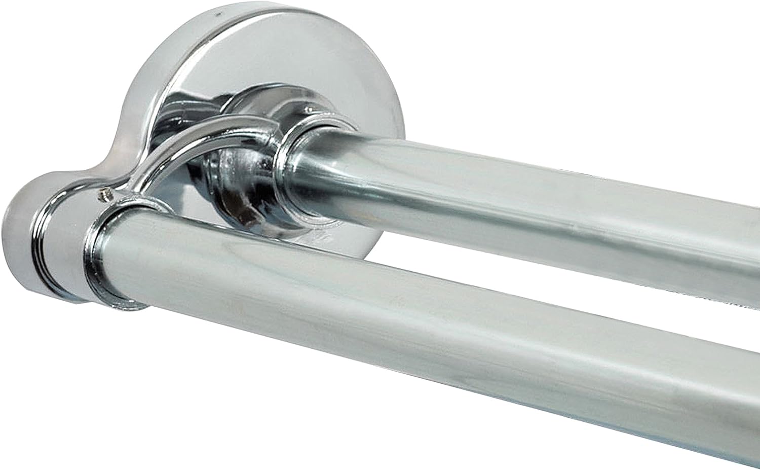 Zenna Home Rustproof Tool-Free Tension or Permanent Mount Adjustable Double Shower Rod, 44 to 72 Inches, Chrome