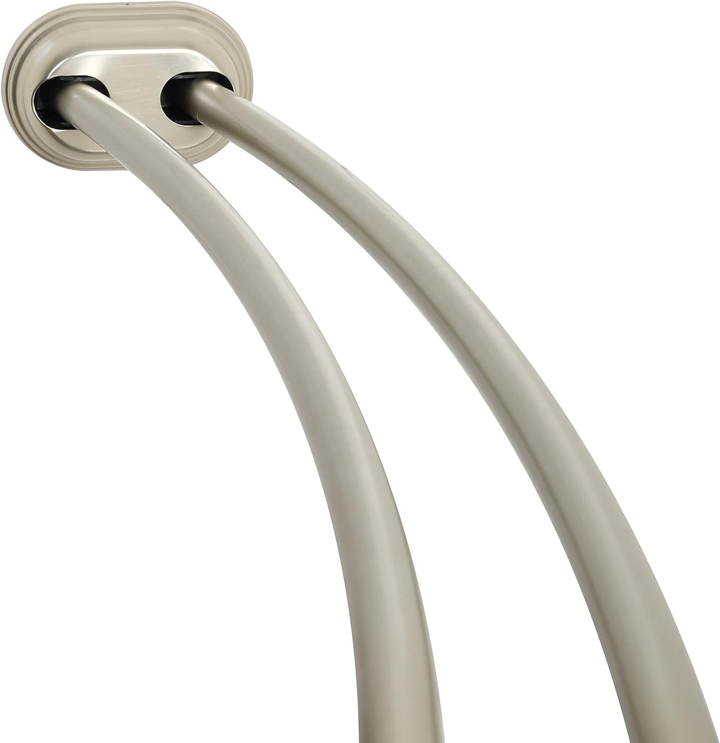 Zenna Home NeverRust Aluminum Double Curved Tension Shower Curtain Rod, 50 to 72-Inch, Satin Nickel