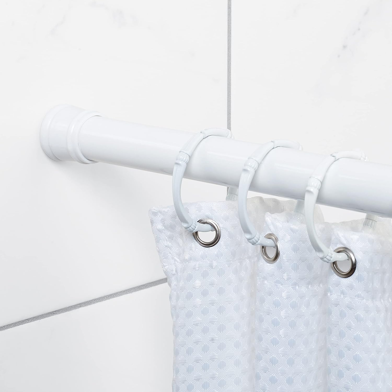 Zenna Home Tension Shower Curtain Rod, 36 to 60 Adjustable Steel Shower Rod, Expandable, Rust Resistant, No Drilling, White