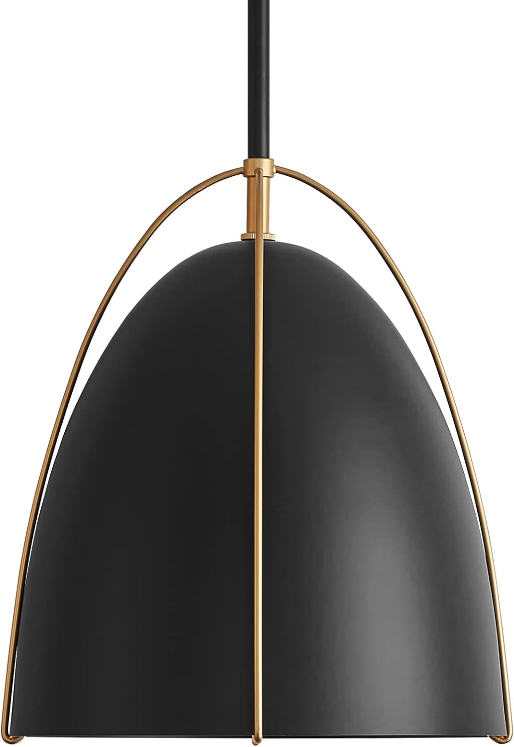 Black Dome Pendant Light 10in 1-Light Kitchen Pendant Lighting Egg-Shaped Black Gold Pendant Light Fixture for Kitchen Island, Dining Room,Kitchen Sink,Bar,10inE26