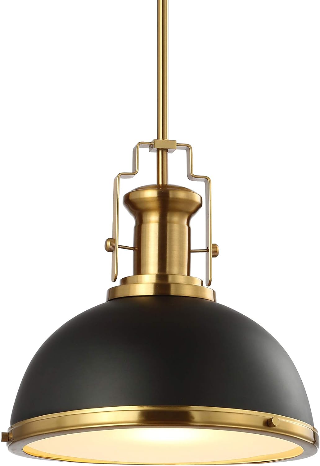 JONATHAN Y JYL9536A Homer 13 1-Light Modern Industrial Iron LED Dome Pendant, Classic, Cottage, Farmhouse, Industrial, Rustic, Transitional, Office, Living Room, Kitchen, Foyer, Black/Brass Gold