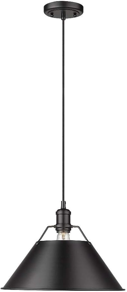 Golden Lighting 3306-L BLK Orwell Pendant, Matte Black with Matte Black Shade