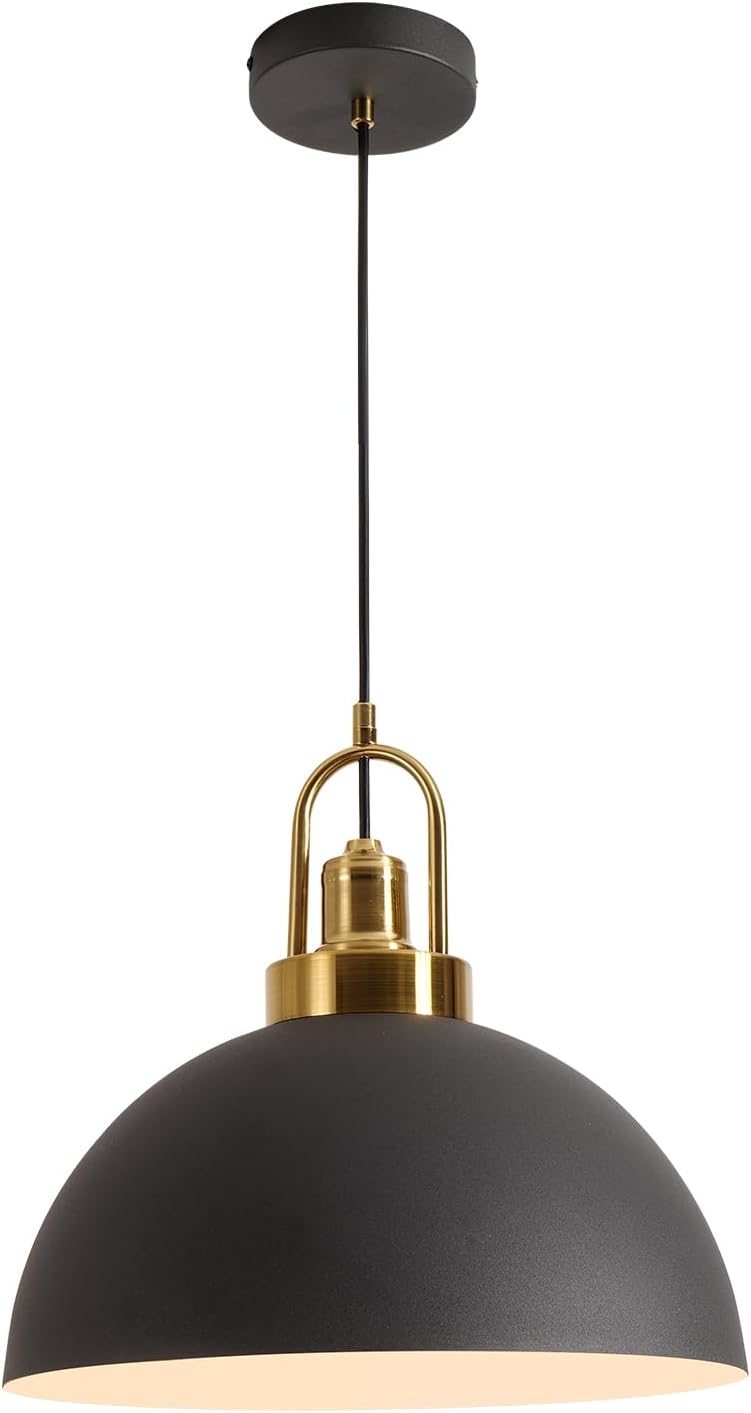 Vintage Black and White Iron Pendant Light Fixtures Copper Socket Pendant Light, Suitable for Kitchen Islands,Hallway - Diameter 13.58 - Wire Length 78.74