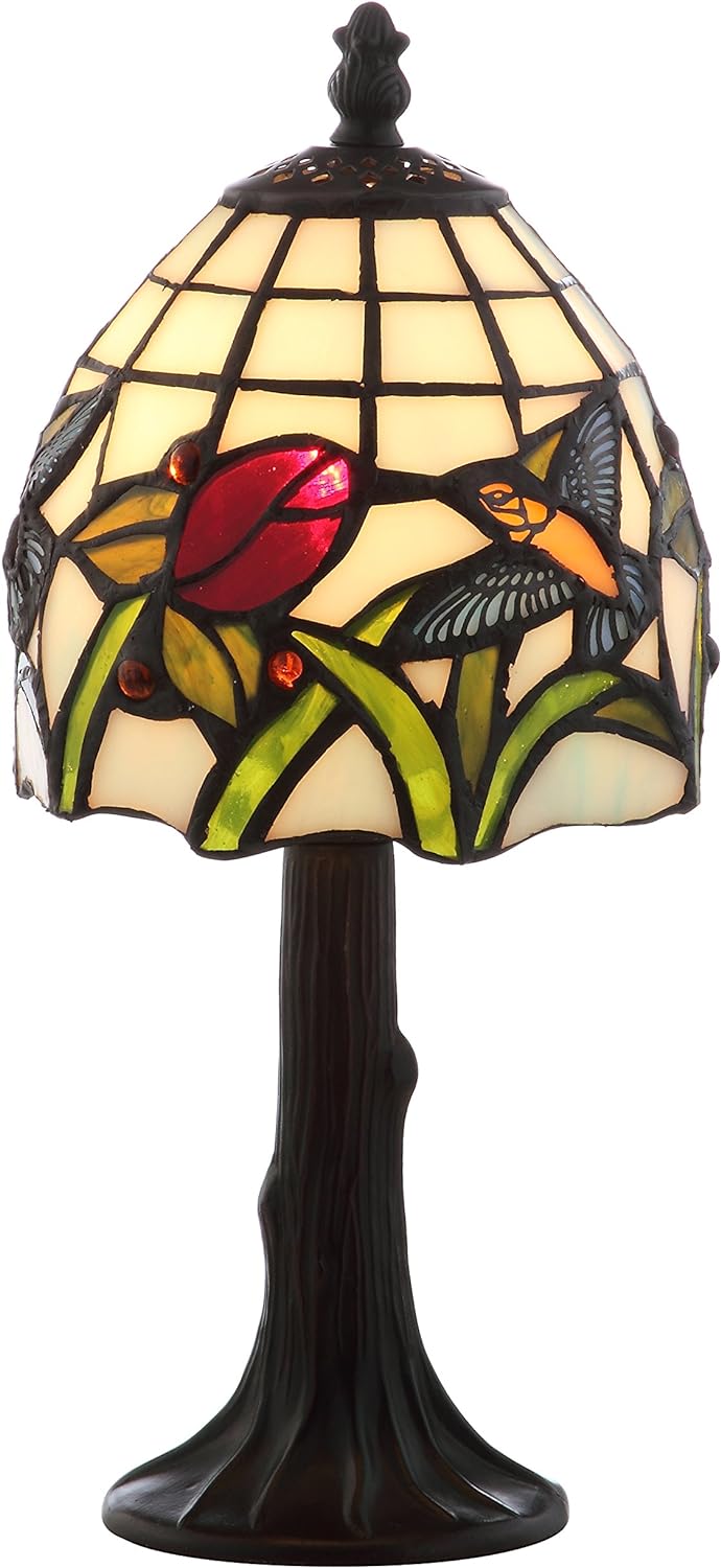 JONATHAN Y JYL8014A Hummingbird Tiffany-Style 12 LED Table Lamp Tiffany,Traditional for Bedroom, Living Room, Office, College Dorm, Coffee Table, Bookcase, Bronze