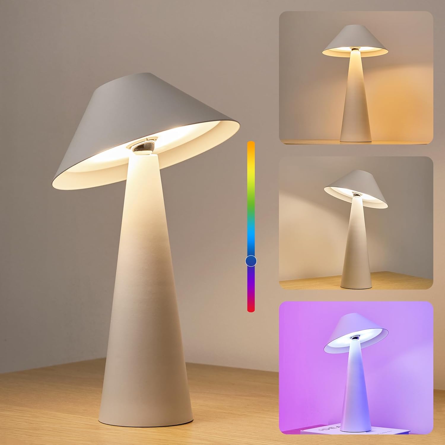 RGB Cordless Lamps Rechargeable, Magnetic Table Lamp with Free Rotating for Bedroom/Nightstand, Warm White Light Dimmable&10 RGB Color Changing Lamp, for Best Gifts