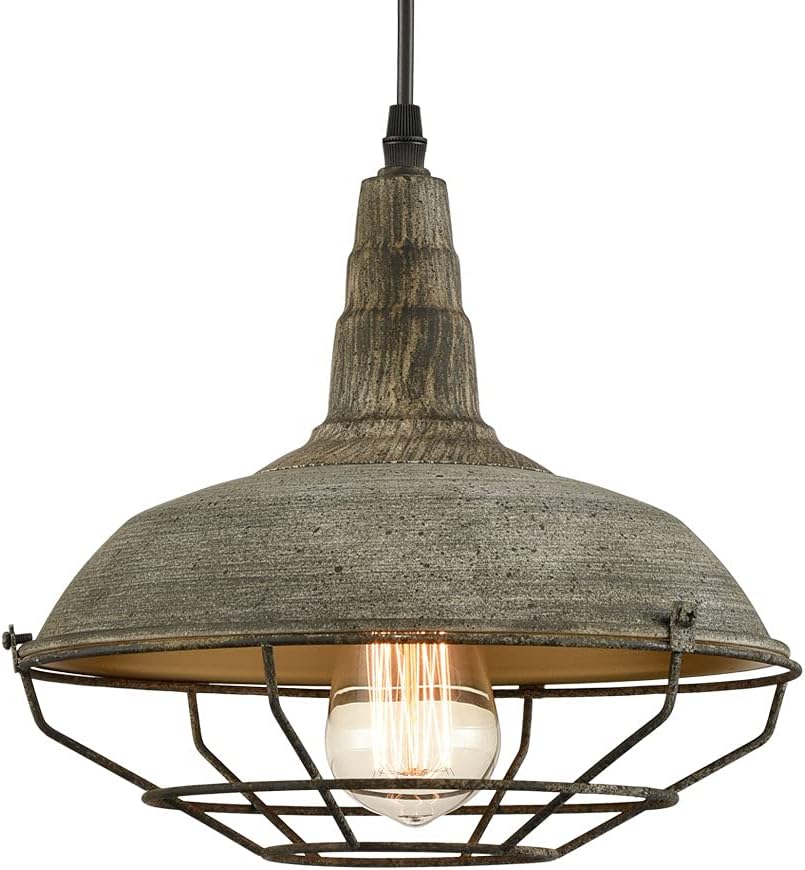 Vintage Metal Cage Barn Ceiling Pendant Hanging Light Fixture Stained Finish Mold Color 1-Light