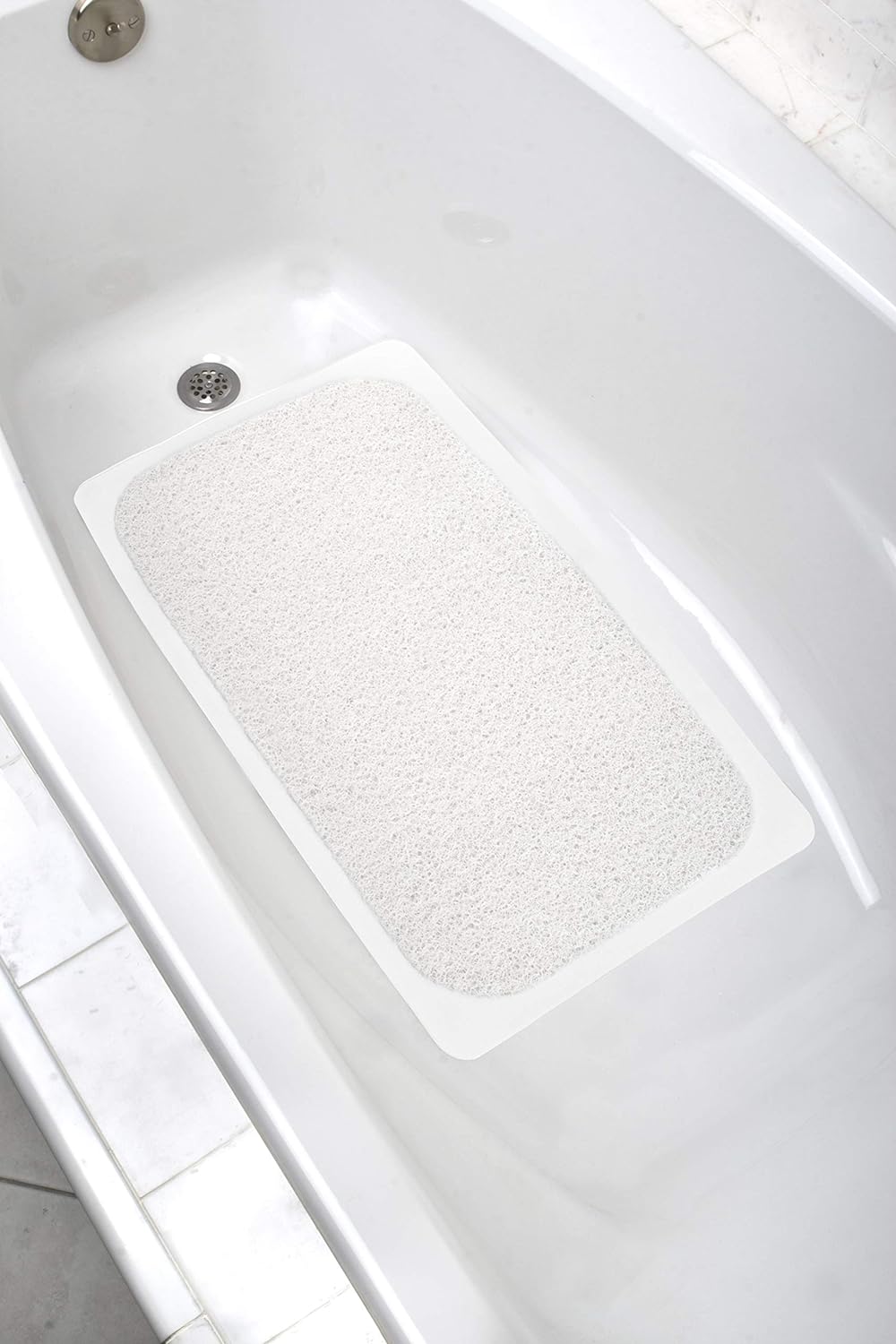 Zenna Home Ultimate Loofah Tub Mat, White 29 x 17