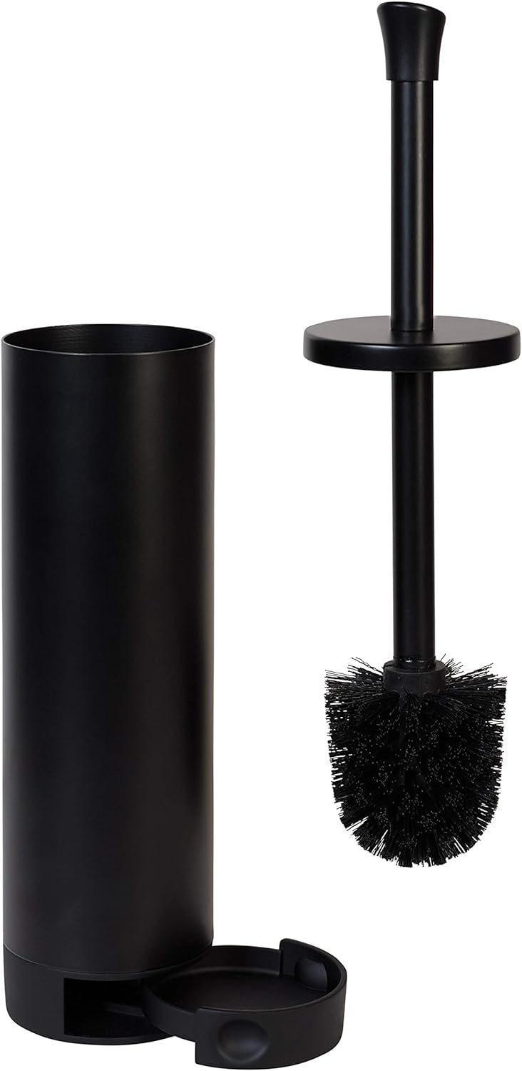 Zenna Home, Matte Black Smart Accessories NeverRust Rustproof Easy Clean Toilet Bowl Brush Holder (EBH1ALBKL)