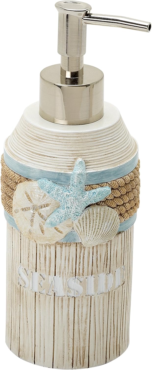 Zenna Home Lotion Dispenser Seaside Serenity Bath Accessories, Teal/Ivory