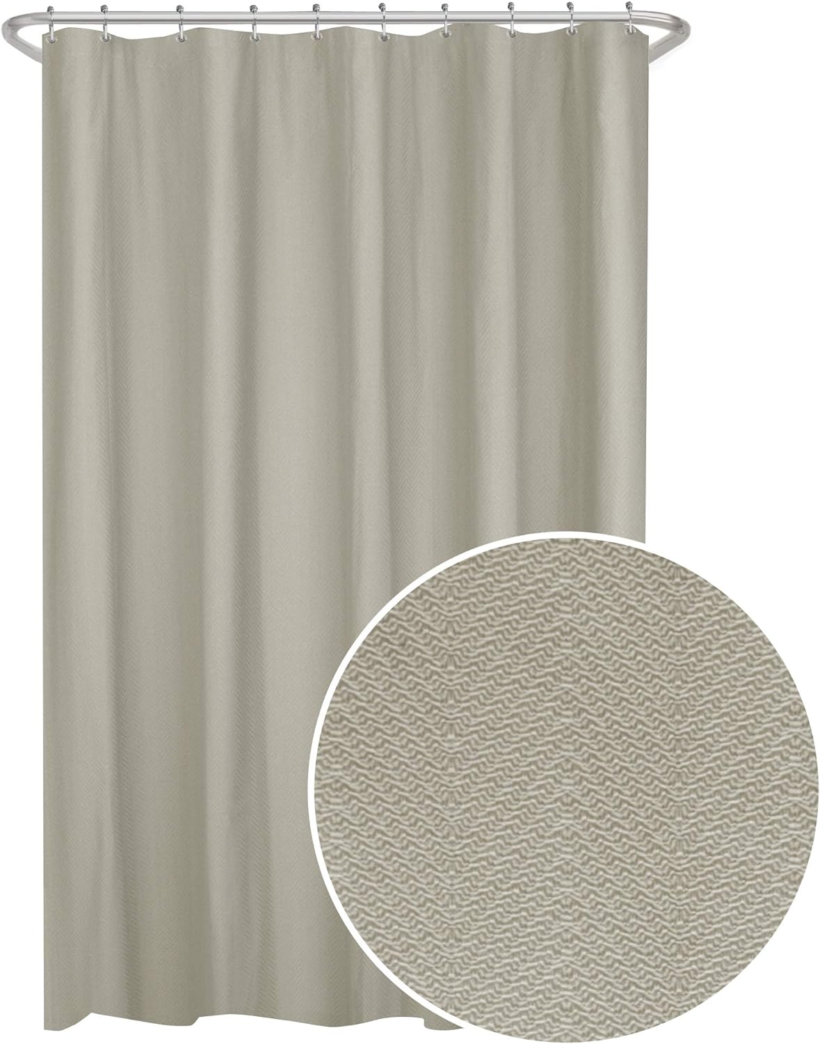 Zenna Home Herringbone Ultimate Waterproof Fabric Liner Shower Curtain, 70 x 72, Linen, MSC19087