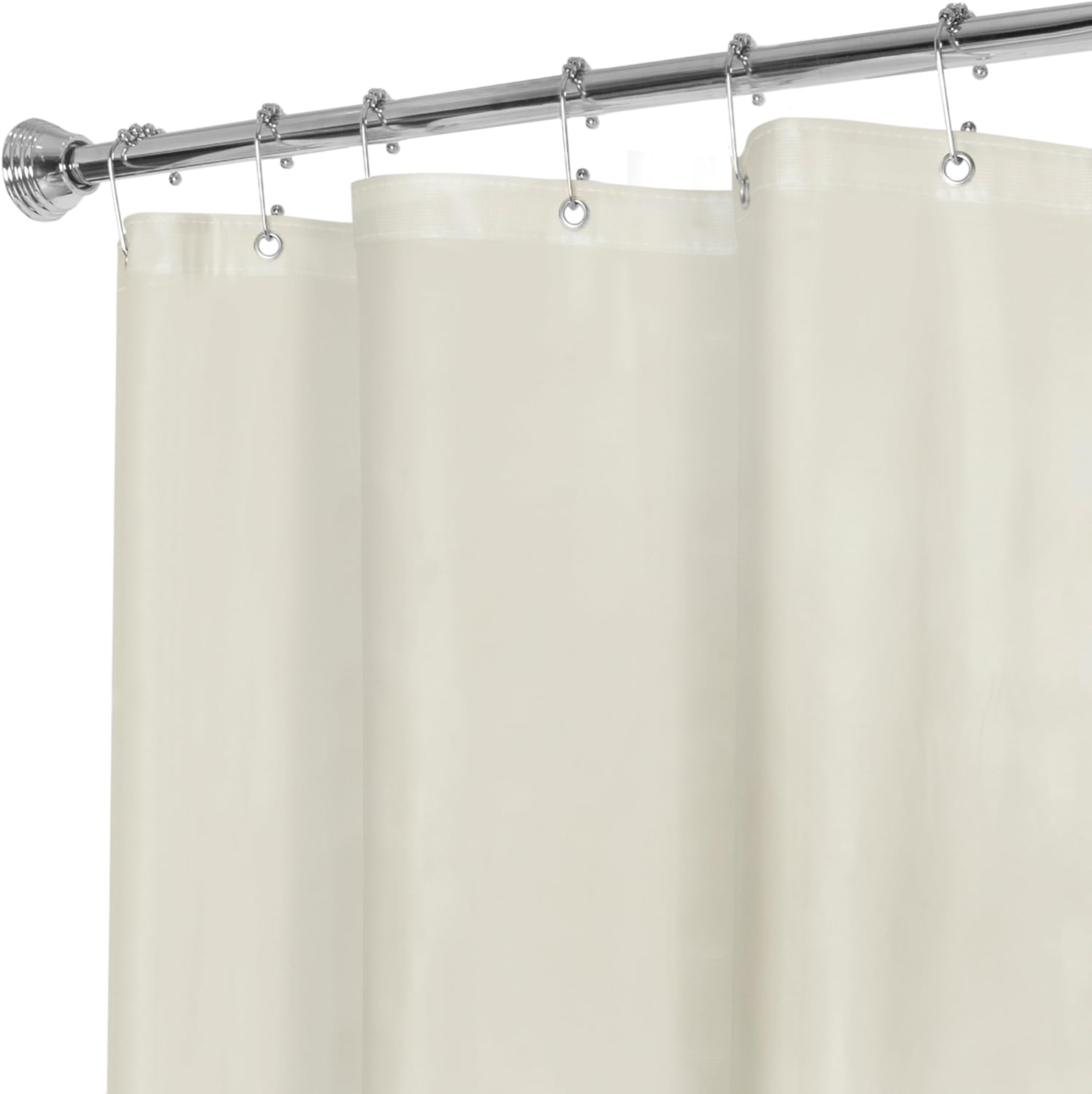 Maytex Super Heavyweight Premium 10-Gauge Shower Liner or Curtain with Rustproof Metal Grommets, Beige, 72 x 72