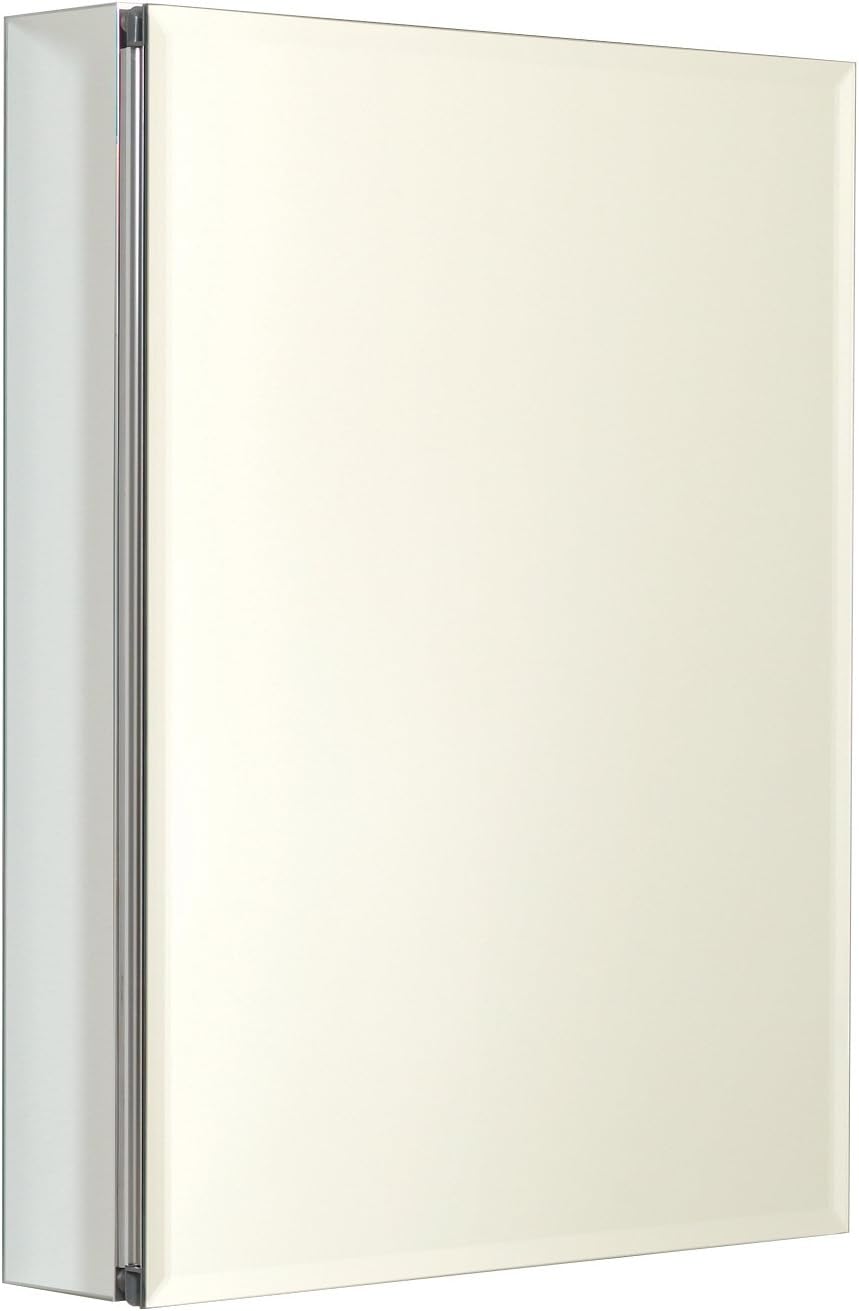 Zenna Home Zenith Aluminum Beveled Mirror Medicine Cabinet, 20 x 26 Inches, Frameless