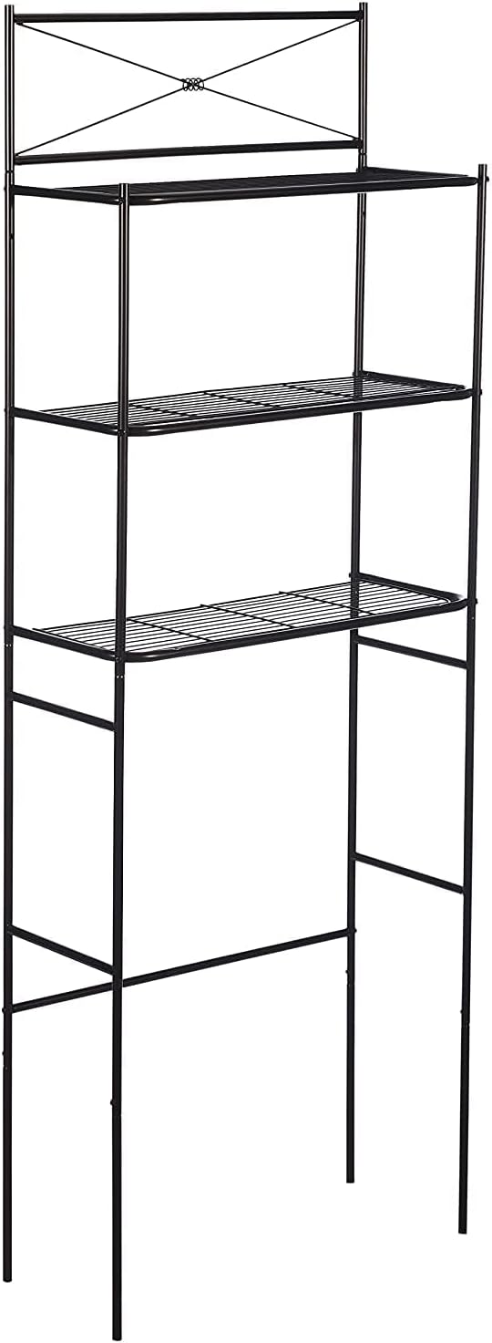 Zenna Home Over the Toilet Storage, Metal Bathroom Spacesaver with 3 Shelves, Cross-Style Storage Cabinet, Easy Assembly, Oil Rubbed Bronze