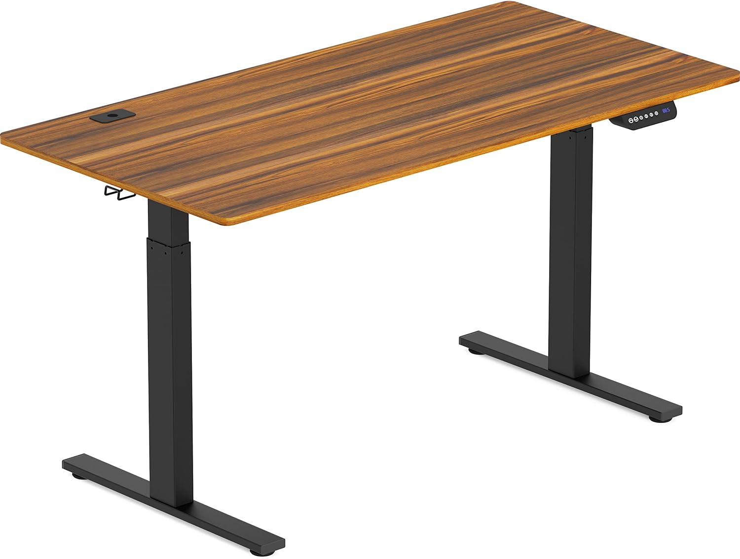 SHW 55-Inch Large Electric Height Adjustable Standing Desk, 55 x 28 Inches, Walnut