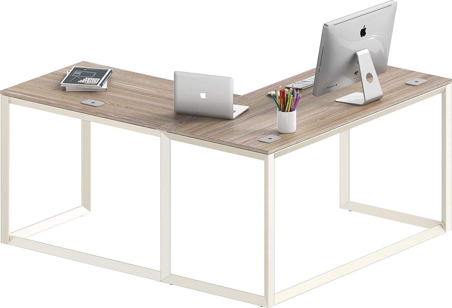 SHW Triangle-Leg L-Shaped Home Office Computer Desk