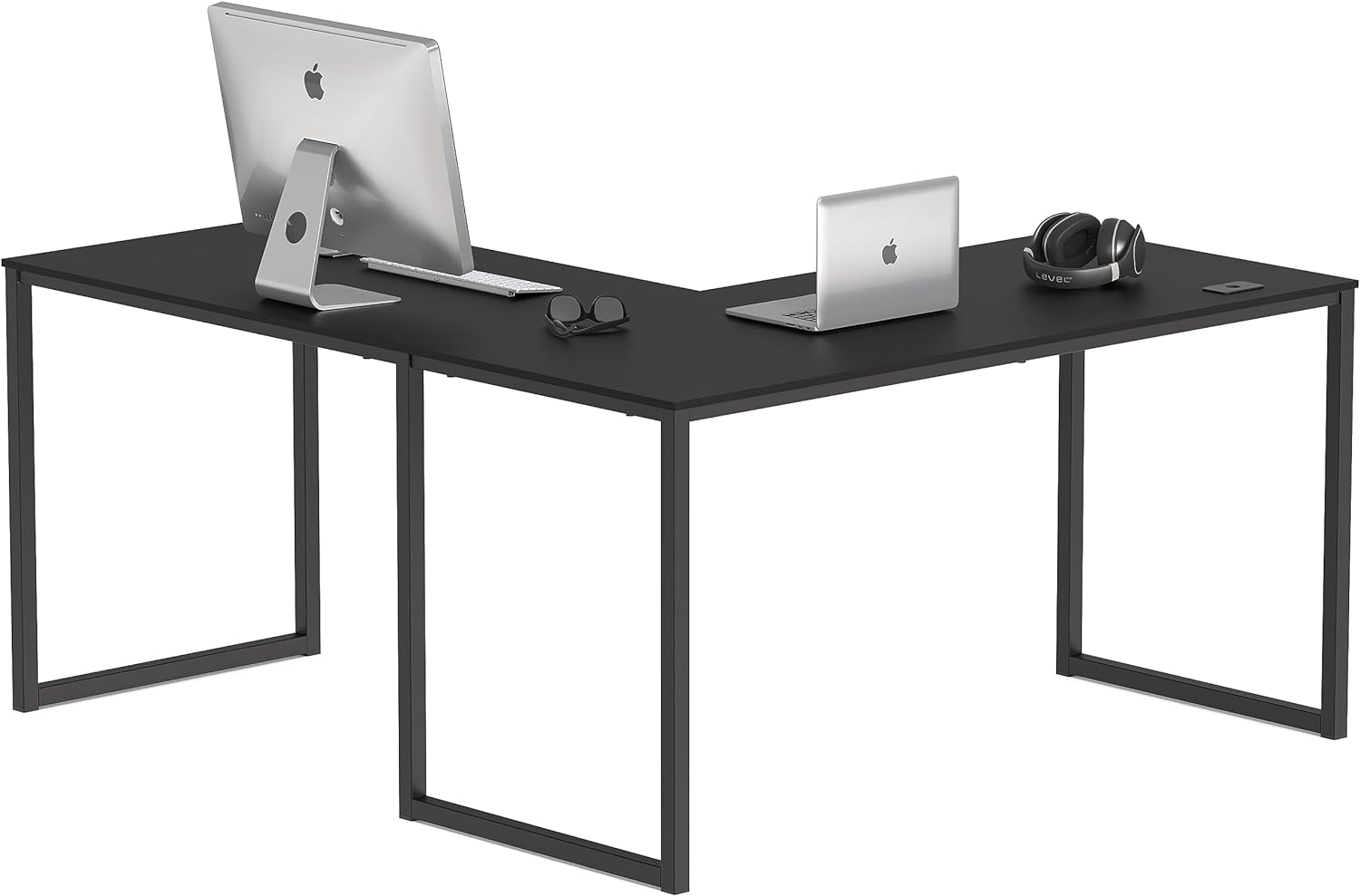 SHW Home Office 55-Inch Large L Shaped Corner Desk, 24 Deep, Black