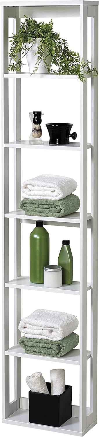 Zenna Home Wall Tower, Small Spaces Wall-Mounted Storage, 7 Tiers, White