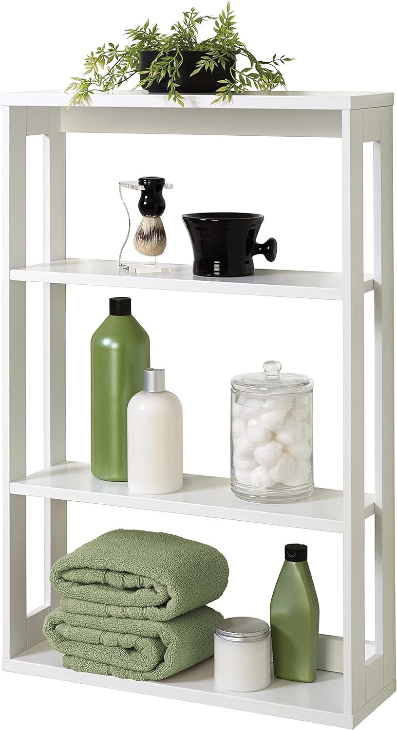 Zenna Home Wall Shelf, Small Spaces Wall-Mounted Storage, 4 Tiers, White