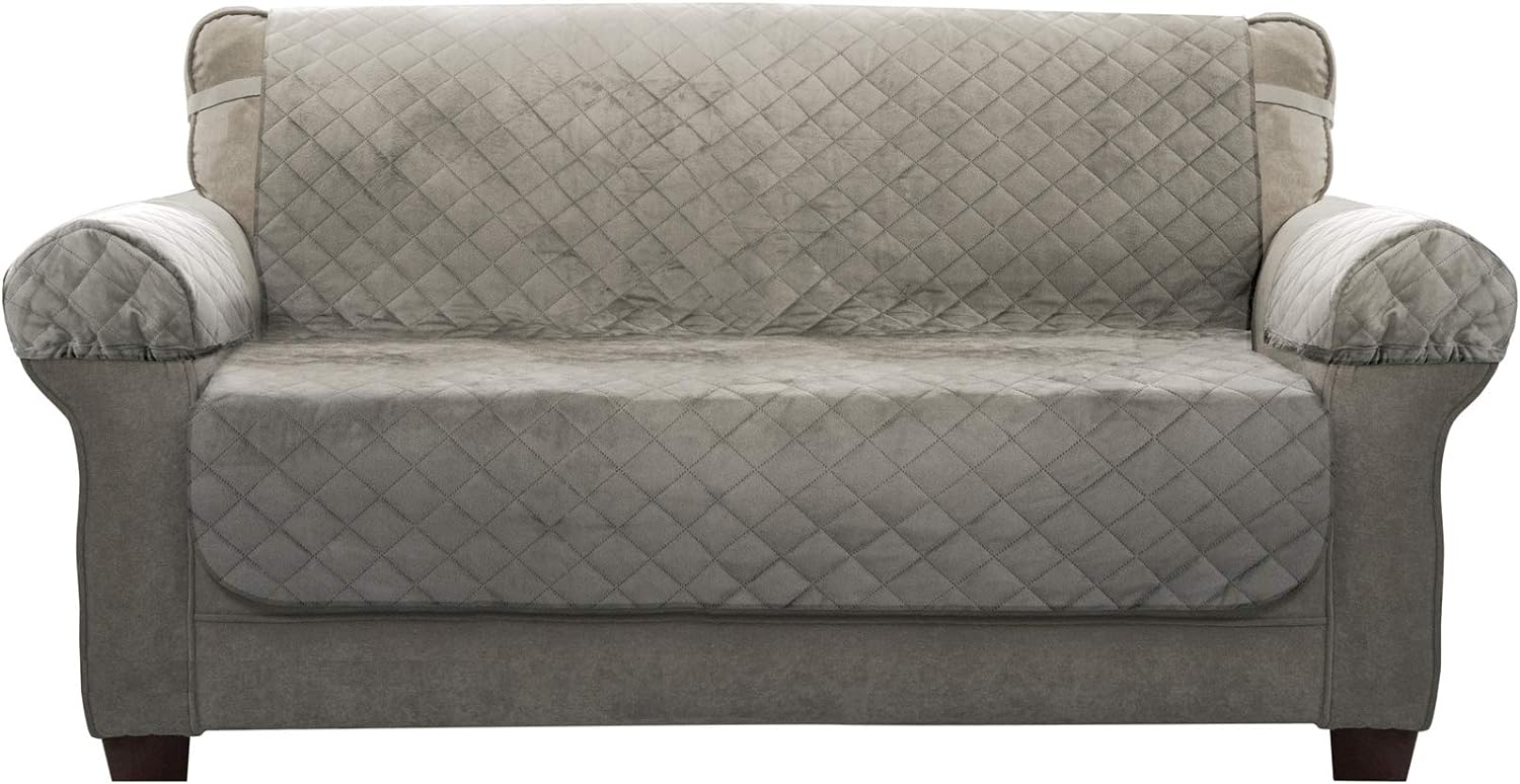 Zenna Home, Grey Protector: Waterproof Plush Loveseat Furniture Cover (EFCPLNSGY)