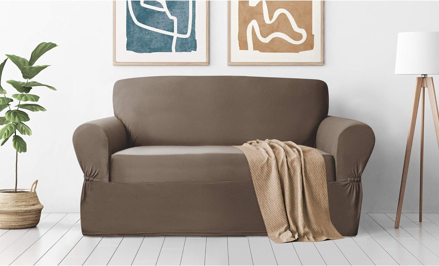 Zenna Home, Chocolate/Brown Furniture Cover: Stretch Plush 1-Piece Loveseat Slipcover (EFCLSTCH)