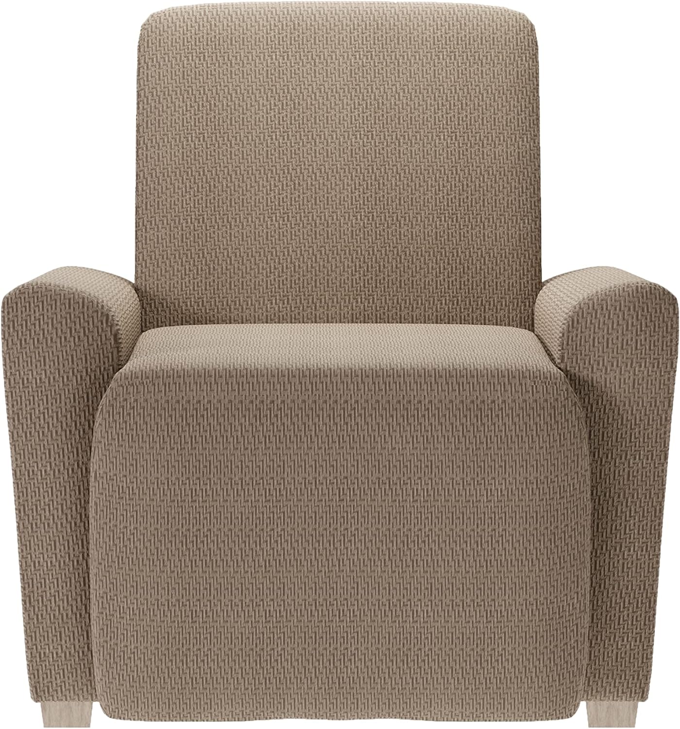 Zenna Home Simply Fit 4-Piece Steps Stretch Recliner Slipcover, Mocha