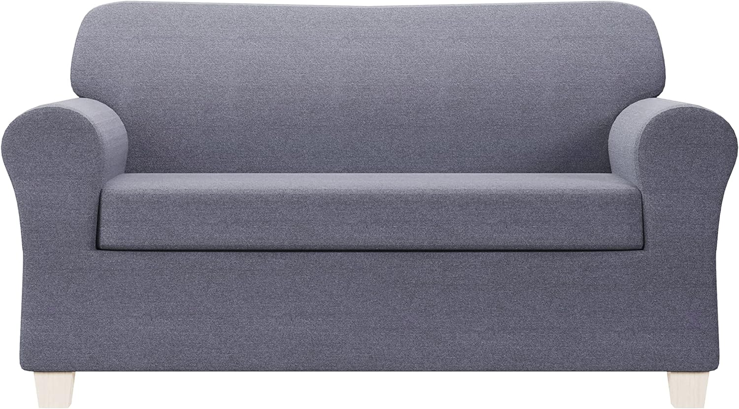 Zenna Home Recycled Cotton 2-Piece Loveseat Slipcover, Dark Blue Heather