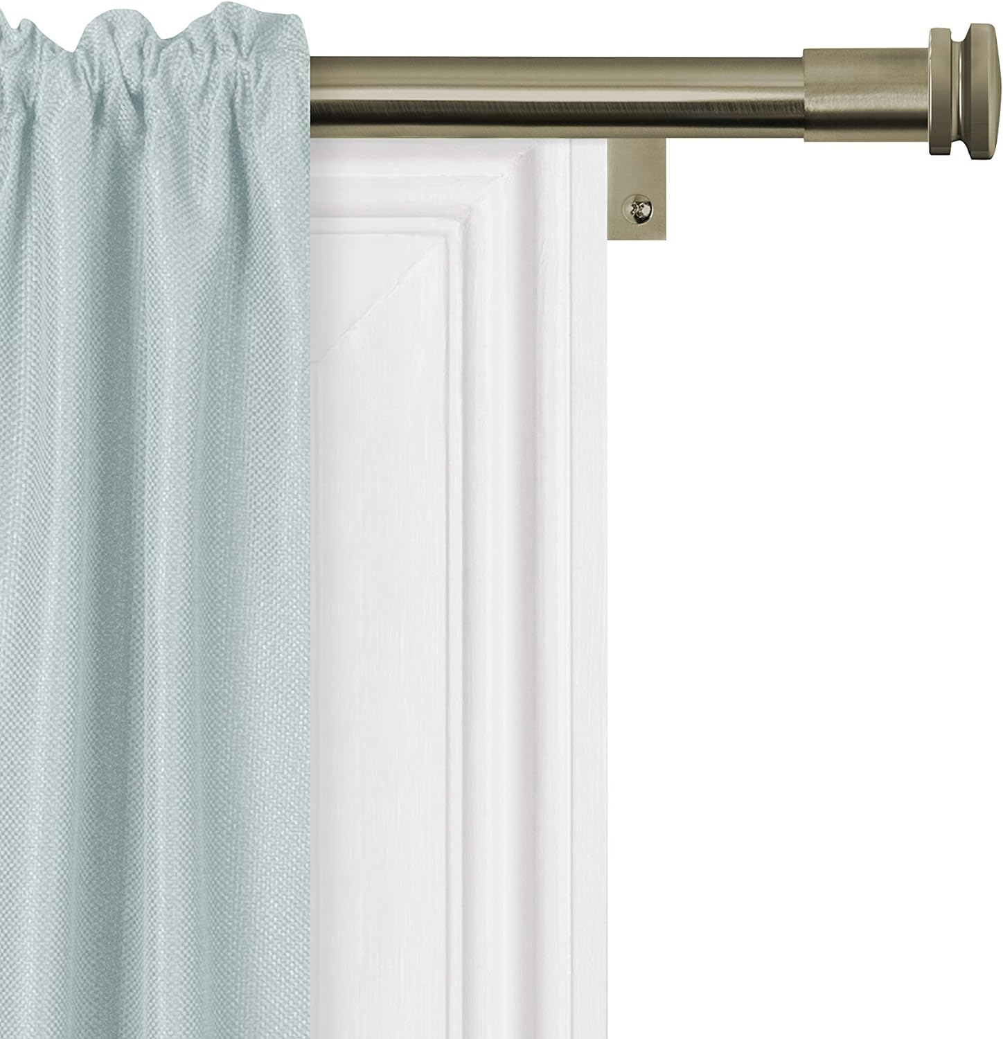 Zenna Home Easy Install Drapery Window Curtain Rod, No Measuring, 18 - 48, Cap Finials, Antique Brass