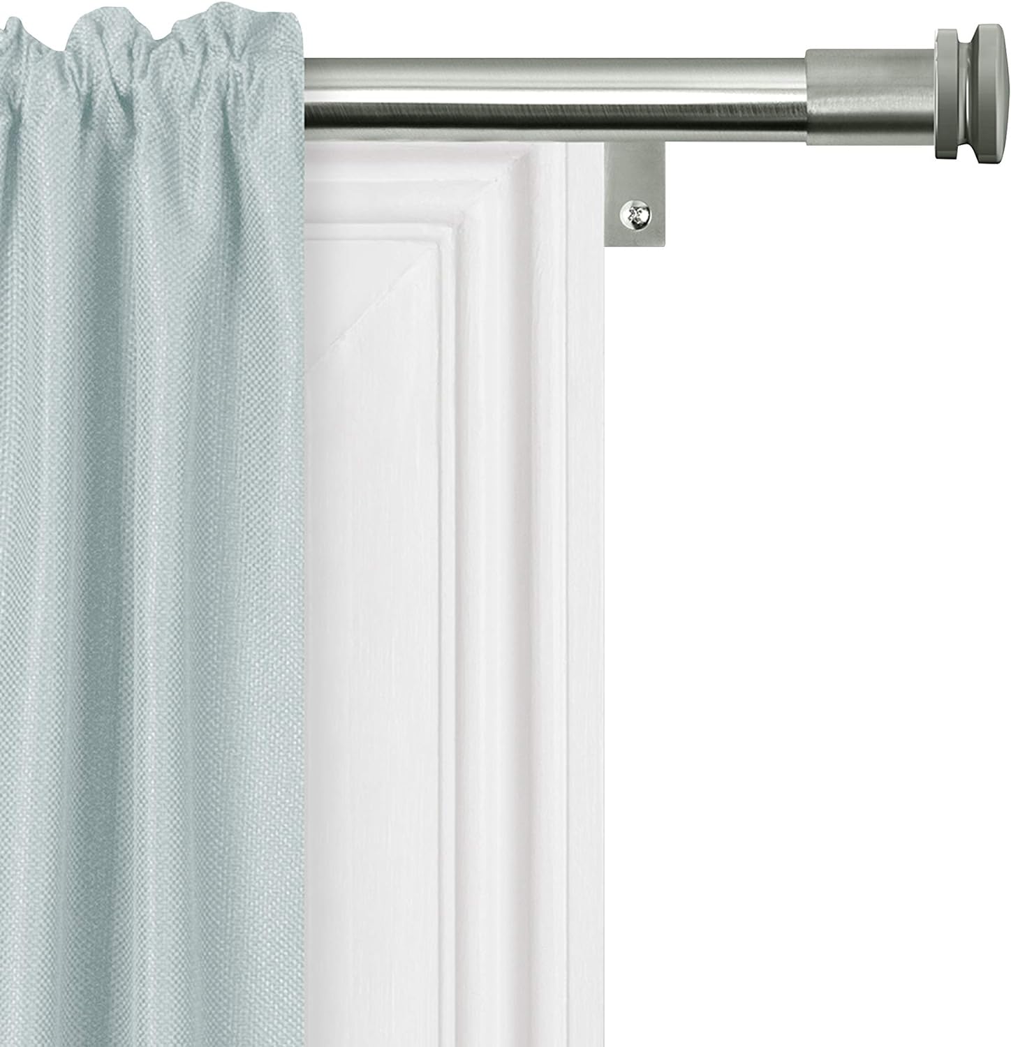 Zenna Home, Brushed Nickel Smart Measuring Easy Install Adjustable Drapery Window Rod, 120 in, with Cap Finials, 48 to 120 Inches