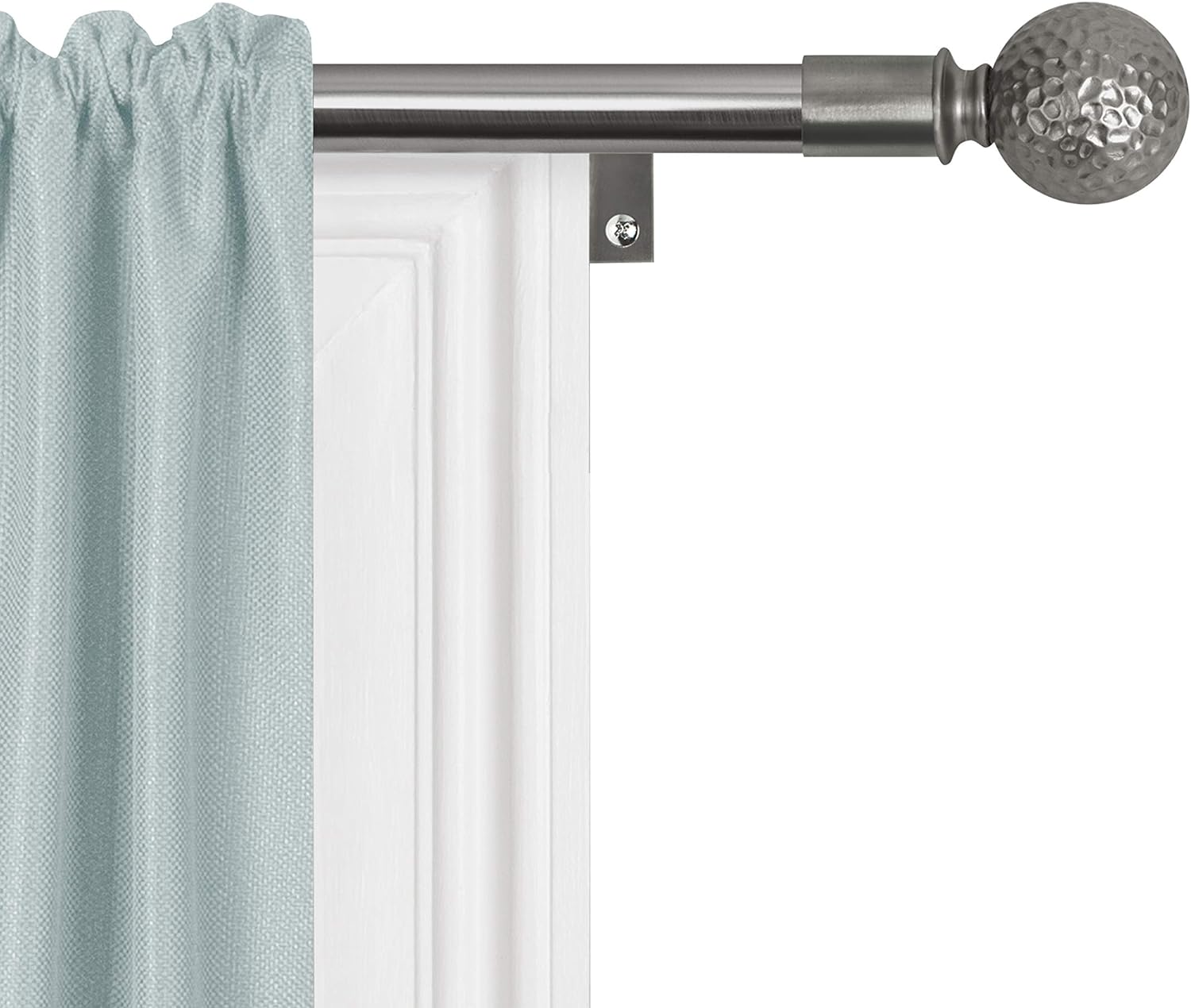 Zenna Home Easy Install Drapery Window Curtain Rod, No Measuring, 48 - 120, Decorative Hammered Ball Finials, Graphite