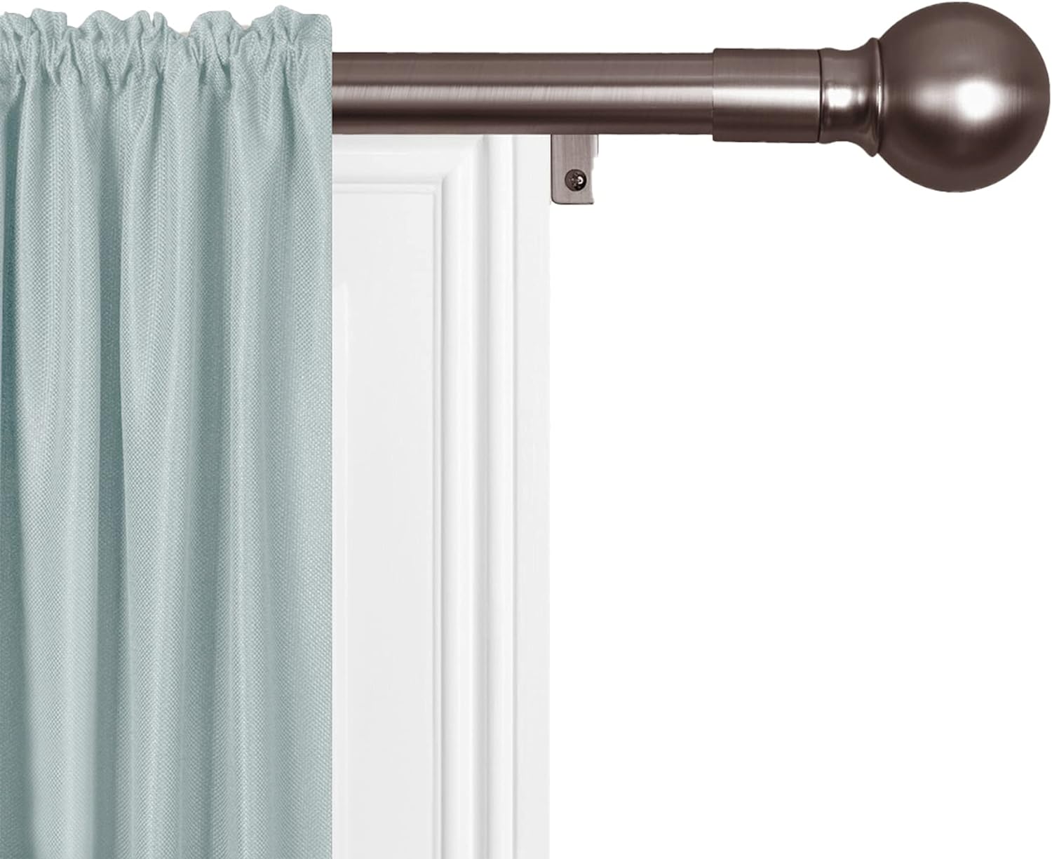 Maytex Easy Install Drapery Window Curtain Rod, No Measuring Needed, 18 - 48, with Decorative Ball Finials, Oil Rubbed Bronze