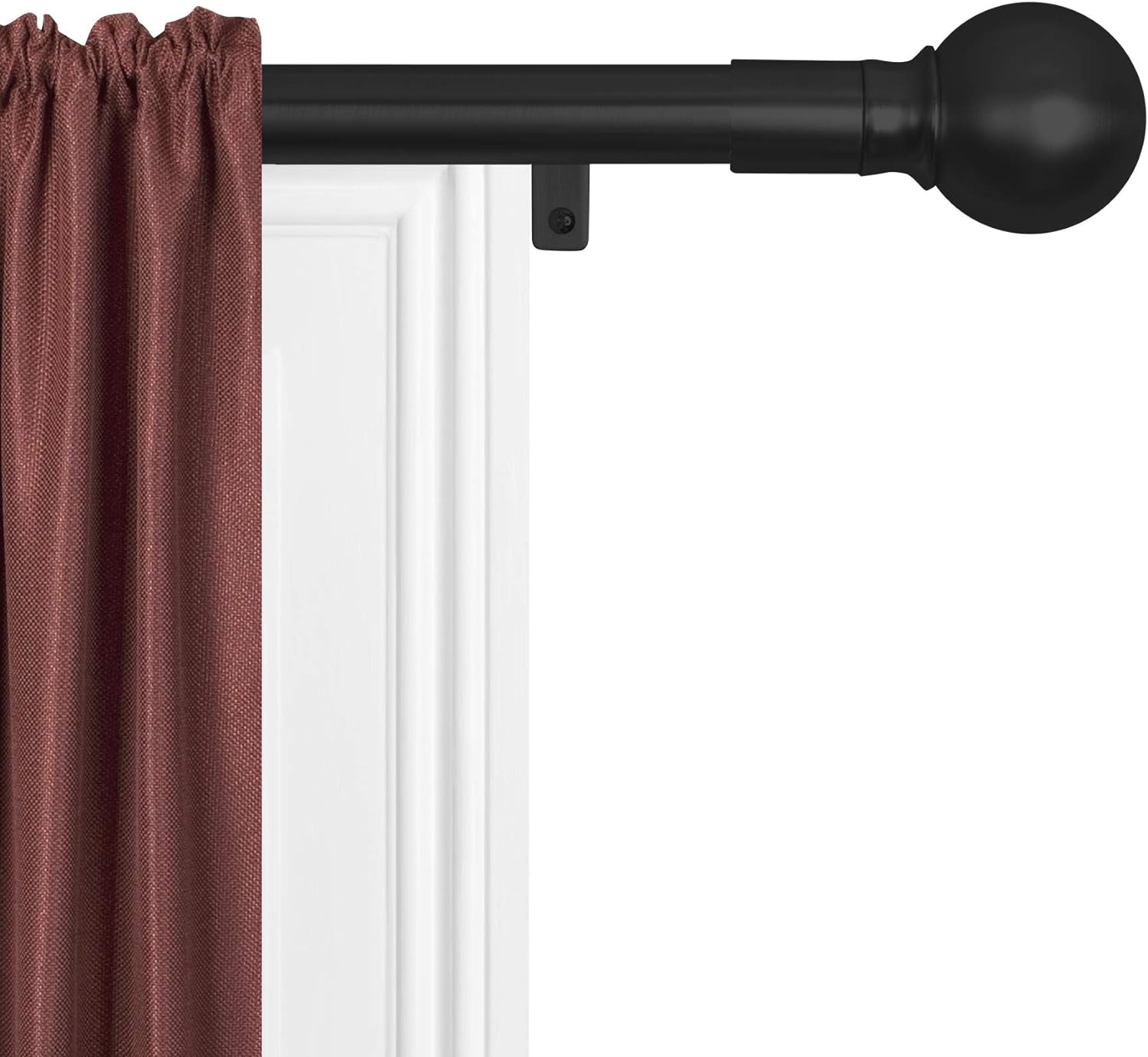 Zenna Home, Black Smart Measuring Easy Install Adjustable Drapery Window Rod, 120 in, with Ball Finials, 48 to 120 Inches