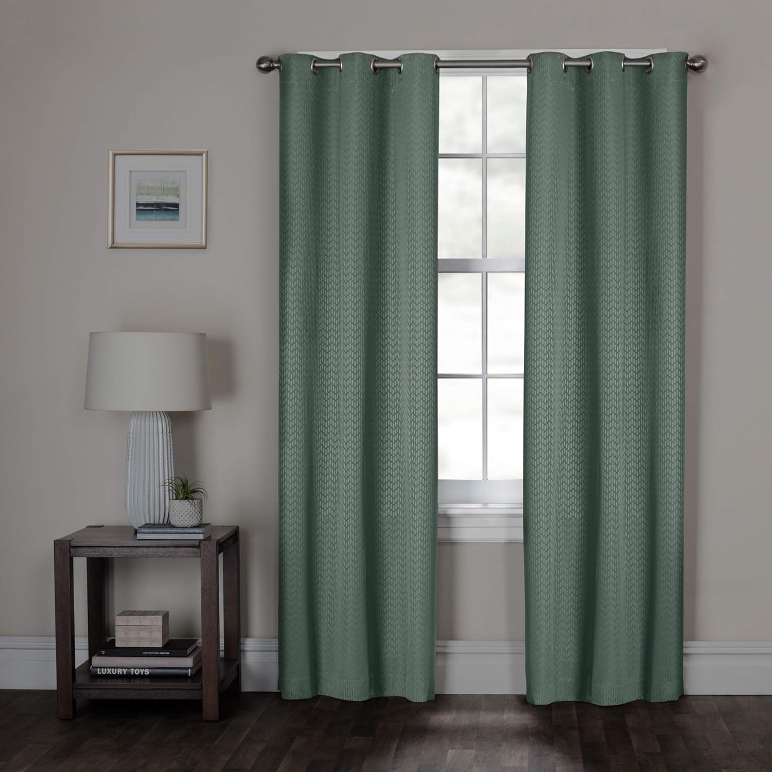 Zenna Home Blackout Window Curtain, Larson Room Darkening, Easy Hang Grommet Top (1 Panel), 40 Inches x 84 Inches, Teal