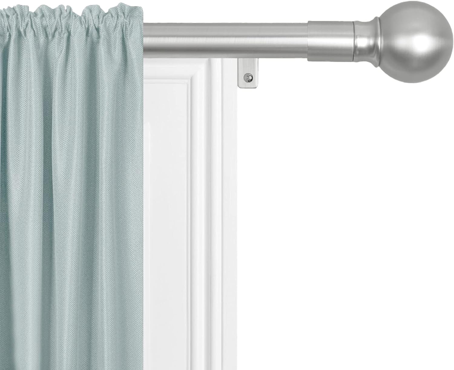 Maytex Smart Measuring Easy Install Drapery Window Rod, Ball Finial, 48 to 120 in, Brushed Nickel