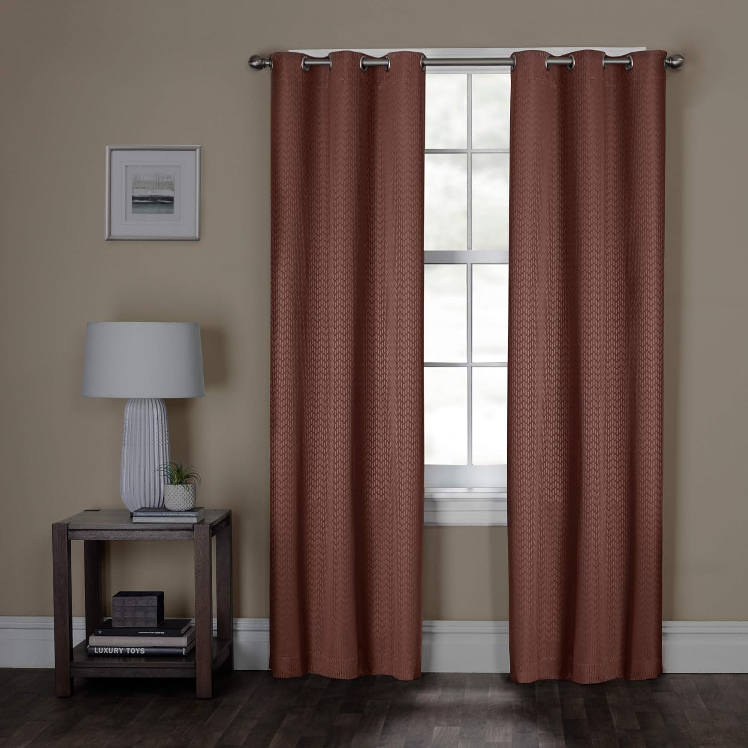 Zenna Home Blackout Window Curtain, Larson Room Darkening, Easy Hang Grommet Top (1 Panel), 40 Inches x 84 Inches, Red