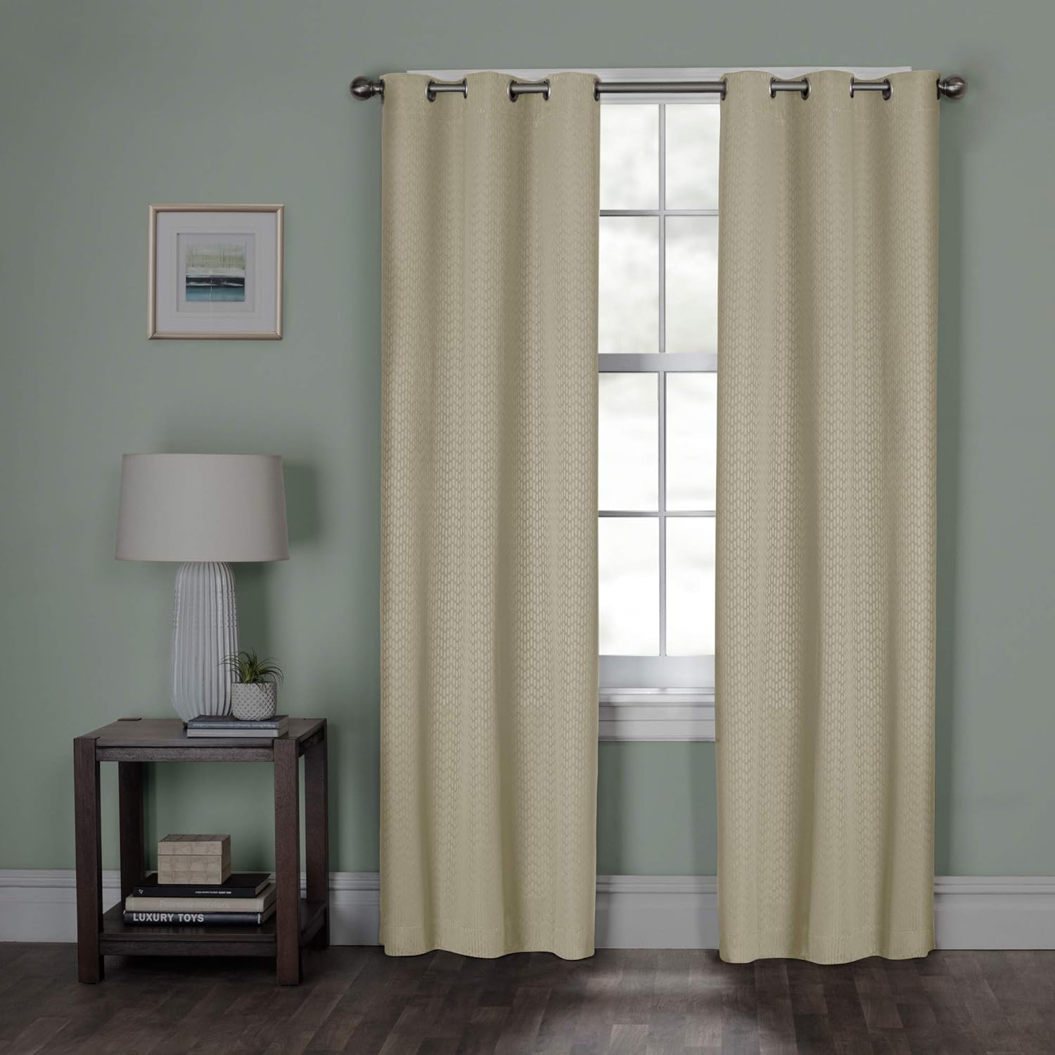 Zenna Home Blackout Window Curtain, Larson Room Darkening, Easy Hang Grommet Top (1 Panel), 40 Inches x 84 Inches, Cream