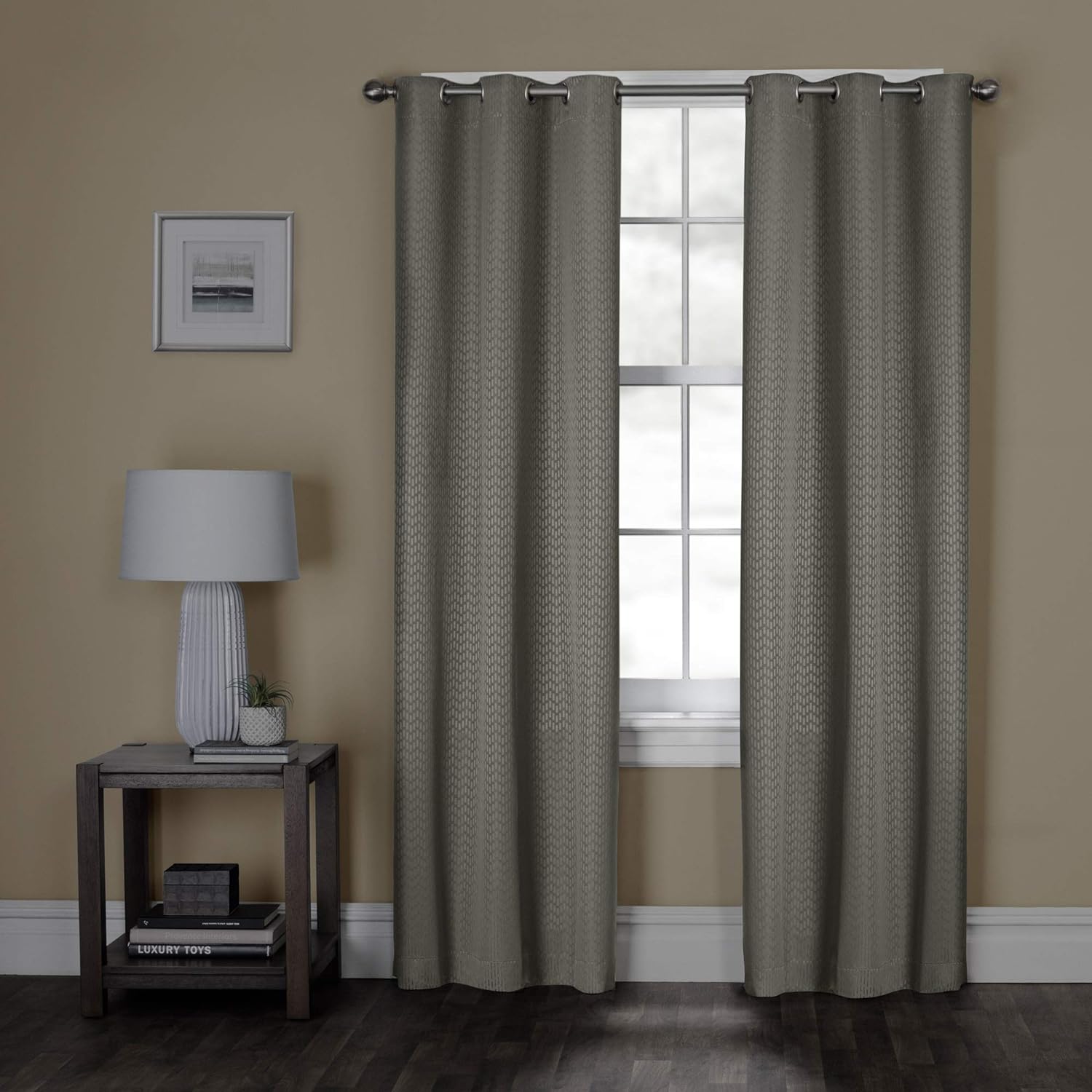 Zenna Home Blackout Window Curtain, Larson Room Darkening, Easy Hang Grommet Top (1 Panel), 40 Inches x 84 Inches, Grey