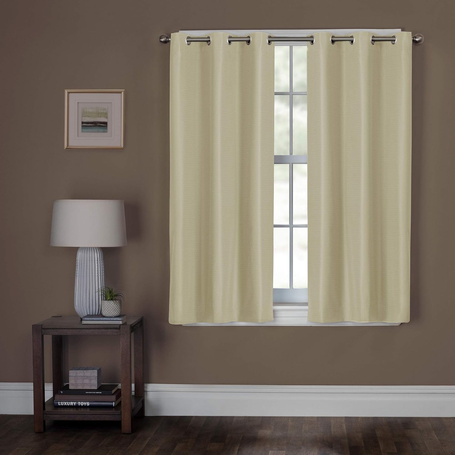 Zenna Home Easy to Install Window Curtain, Simon, with Grommet Top (1 Panel), 40 inches x 63 inches, Linen