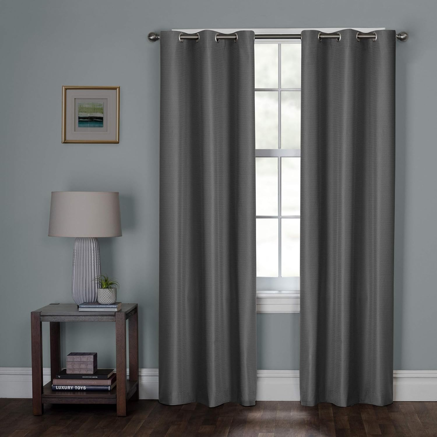 Zenna Home Easy to Install Window Curtain, Simon, with Grommet Top (1 Panel), 40 inches x 84 inches, Grey