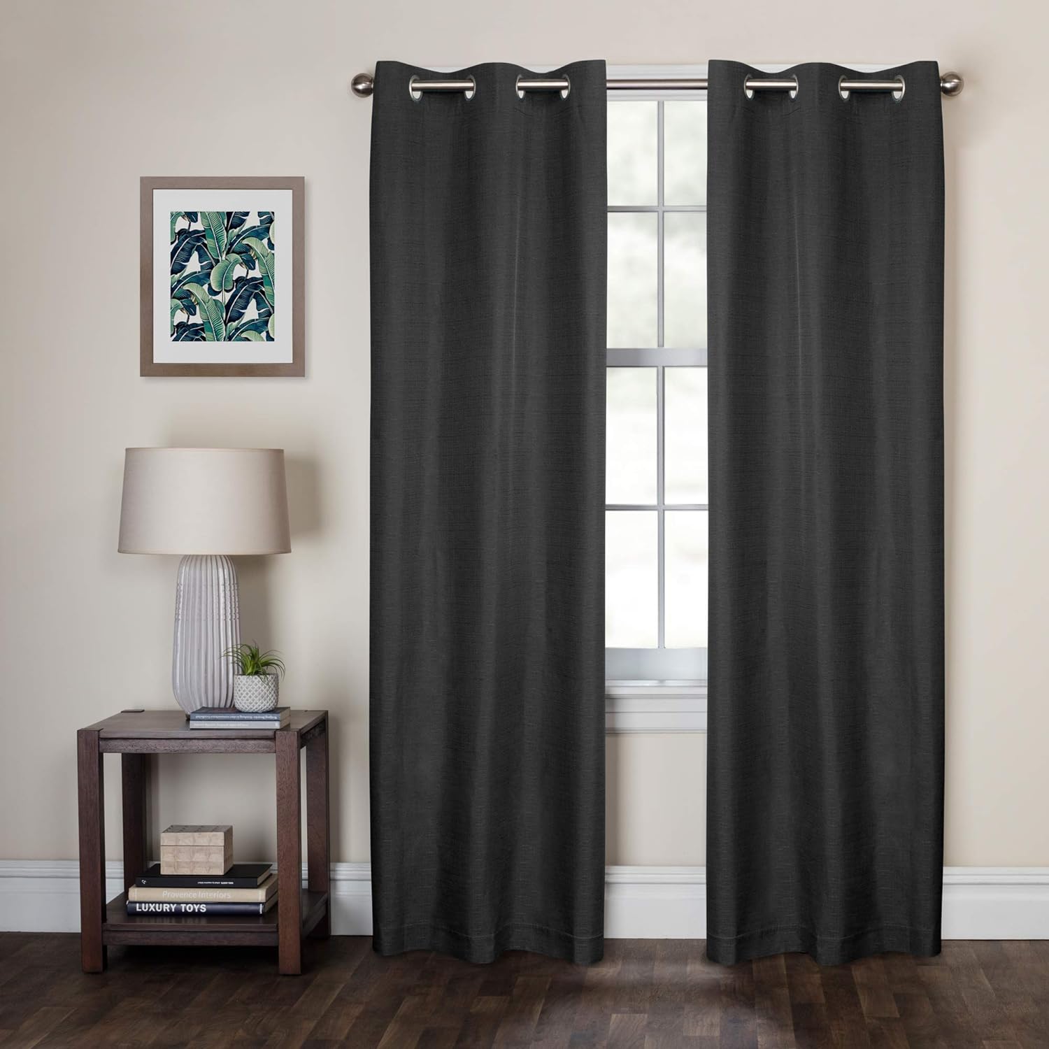 Zenna Home Smart Curtains Kelsey Light Zero 100% Blackout Window Panels, 40 x 84 Inches, Package of 2 Panels, Black