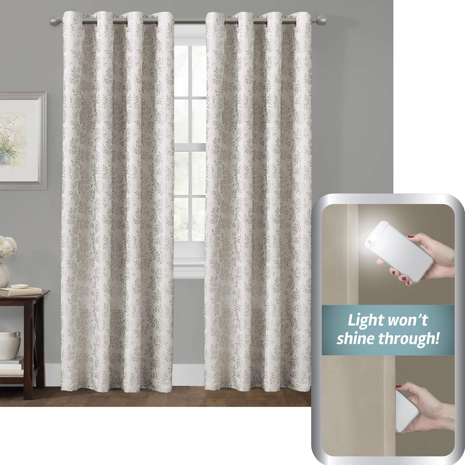 Zenna Home 100% Blackout Window Curtain, Everly Room Darkening, Easy to Install with Grommet Top (1 Panel), 50 inches x 84 inches, Ivory